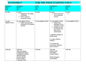 ECONOMICS  FOR THE WEEK STARTING 9/30/13