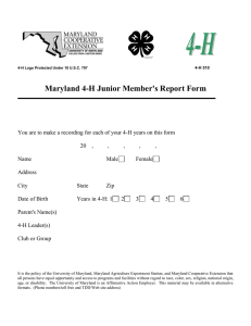 Maryland 4-H Junior Member's Report Form