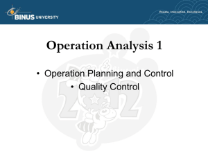 Operation Analysis 1 • Operation Planning and Control • Quality Control