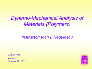 Dynamo-Mechanical Analysis of Materials (Polymers) Instructor: Ioan I. Negulescu CHEM 4010