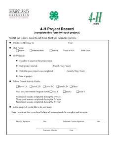 4-H Project Record (complete this form for each project)