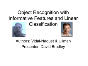 Object Recognition with Informative Features and Linear Classification Authors: Vidal-Naquet &amp; Ullman