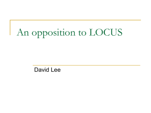 An opposition to LOCUS David Lee