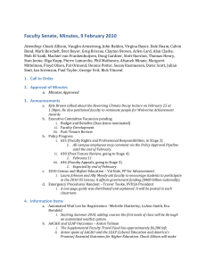Faculty Senate, Minutes, 9 February 2010