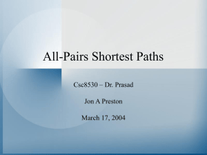 All-Pairs Shortest Paths Csc8530 – Dr. Prasad Jon A Preston March 17, 2004
