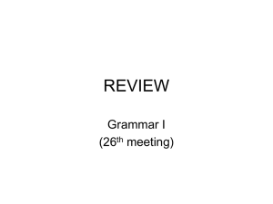 REVIEW Grammar I (26 meeting)