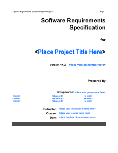 Software Requirements Specification &lt; &gt;
