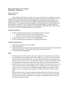 Rhetorical Evaluation of an Argument English 2000 – Wingenbach  Final: March 1
