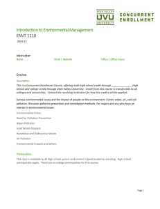 ENVT 1110 Intro to Environmental Mgmt
