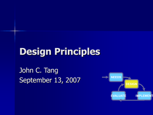 Design Principles John C. Tang September 13, 2007 NEEDS