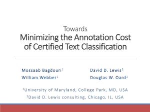 Minimizing the Annotation Cost of Certified Text Classification Towards