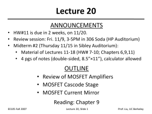 Lecture 20 ANNOUNCEMENTS
