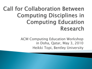 ACM Computing Education Workshop in Doha, Qatar, May 3, 2010