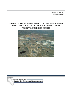 Projected Economic Impacts of Construction and Operation Activities of the Kings Valley Lithium Project in Humboldt County, 2015