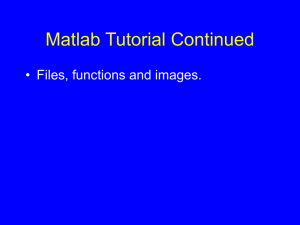 Matlab Tutorial Continued • Files, functions and images.