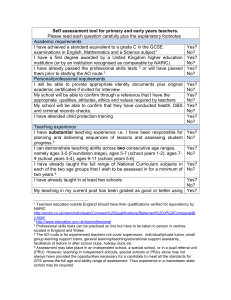 Self Assessment for Primary and Early Years Teachers [DOC 54.50KB]