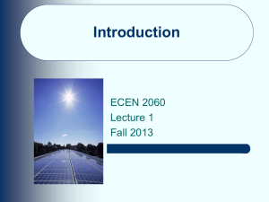 Introduction ECEN 2060 Lecture 1 Fall 2013
