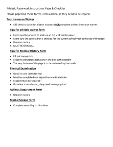 Athletic Paperwork Instructions Page &amp; Checklist