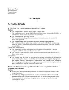 Task Analysis  1.  The Six (6) Tasks