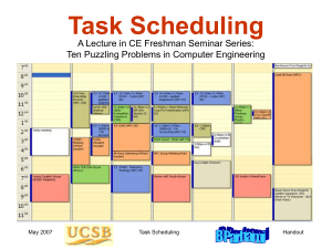 Task Scheduling A Lecture in CE Freshman Seminar Series: Handout
