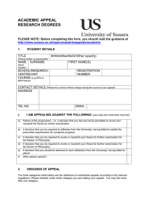 Appeals form for research degrees [DOC 81.50KB]