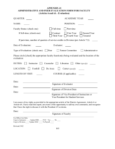 APPENDIX J1 ADMINISTRATIVE AND PEER EVALUATION FORM FOR FACULTY