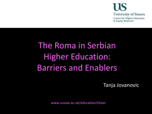 The Roma in Serbian Higher Education: Barriers and enablers