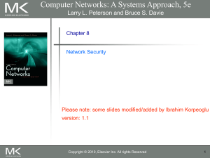 Computer Networks: A Systems Approach, 5e Chapter 8 Network Security