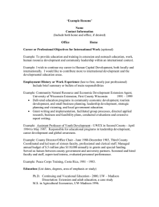 Example Resume for travel program submittal