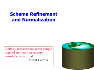 Schema Refinement and Normalization Nobody realizes that some people expend tremendous energy