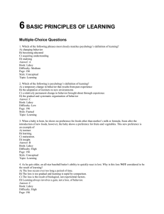 6  BASIC PRINCIPLES OF LEARNING Multiple-Choice Questions