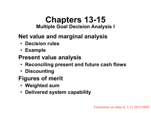 Chapters 13-15 Net value and marginal analysis Present value analysis