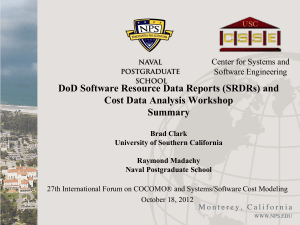 DoD Software Resource Data Reports (SRDRs) and Cost Data Analysis Workshop Summary