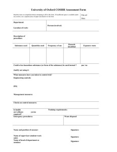 University of Oxford COSHH Assessment Form  .