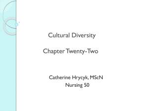 Cultural Diversity Chapter Twenty-Two Catherine Hrycyk, MScN Nursing 50