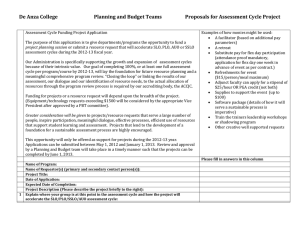 - Assessment Cycle Project Applications, Spring 2012