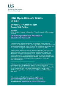 ESW Open Seminar Series CHEER  Monday 27