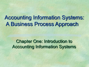 Accounting Information Systems: A Business Process Approach Chapter One: Introduction to