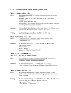 ELIT 11 Reading and Assignment Schedule, Weeks 1-7