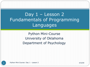 Lesson 2 - Fundamentals of programming languages