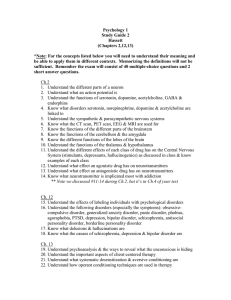 Psychology 1 Study Guide 2 Hassett (Chapters 2,12,13)