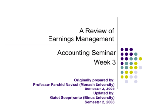 A Review of Earnings Management Accounting Seminar Week 3