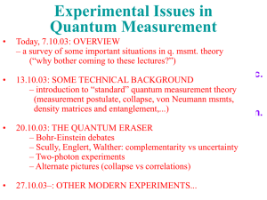 First lecture, 7.10.03 (an overview of fascinating experiments touching on the quantum measurement problem)
