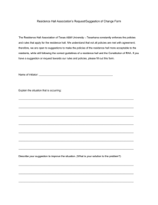 Residence Hall Association’s Request/Suggestion of Change Form