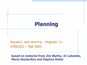 Planning CMSC421 – Fall 2003 Russell and Norvig: Chapter 11