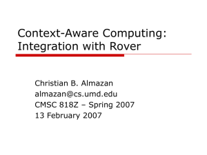 Context-Aware Computing: Integration with Rover Christian B. Almazan