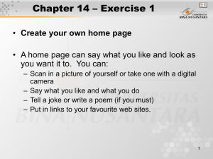 Chapter 14 – Exercise 1 Create your own home page