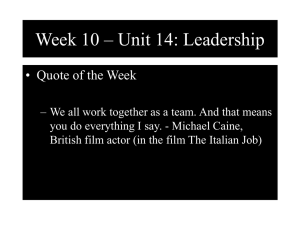 Week 10 – Unit 14: Leadership • Quote of the Week