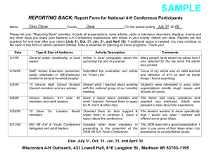 SAMPLE  REPORTING BACK :