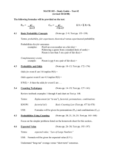 MATH 103 – Study Guide – Test #2 (revised 10/24/08)